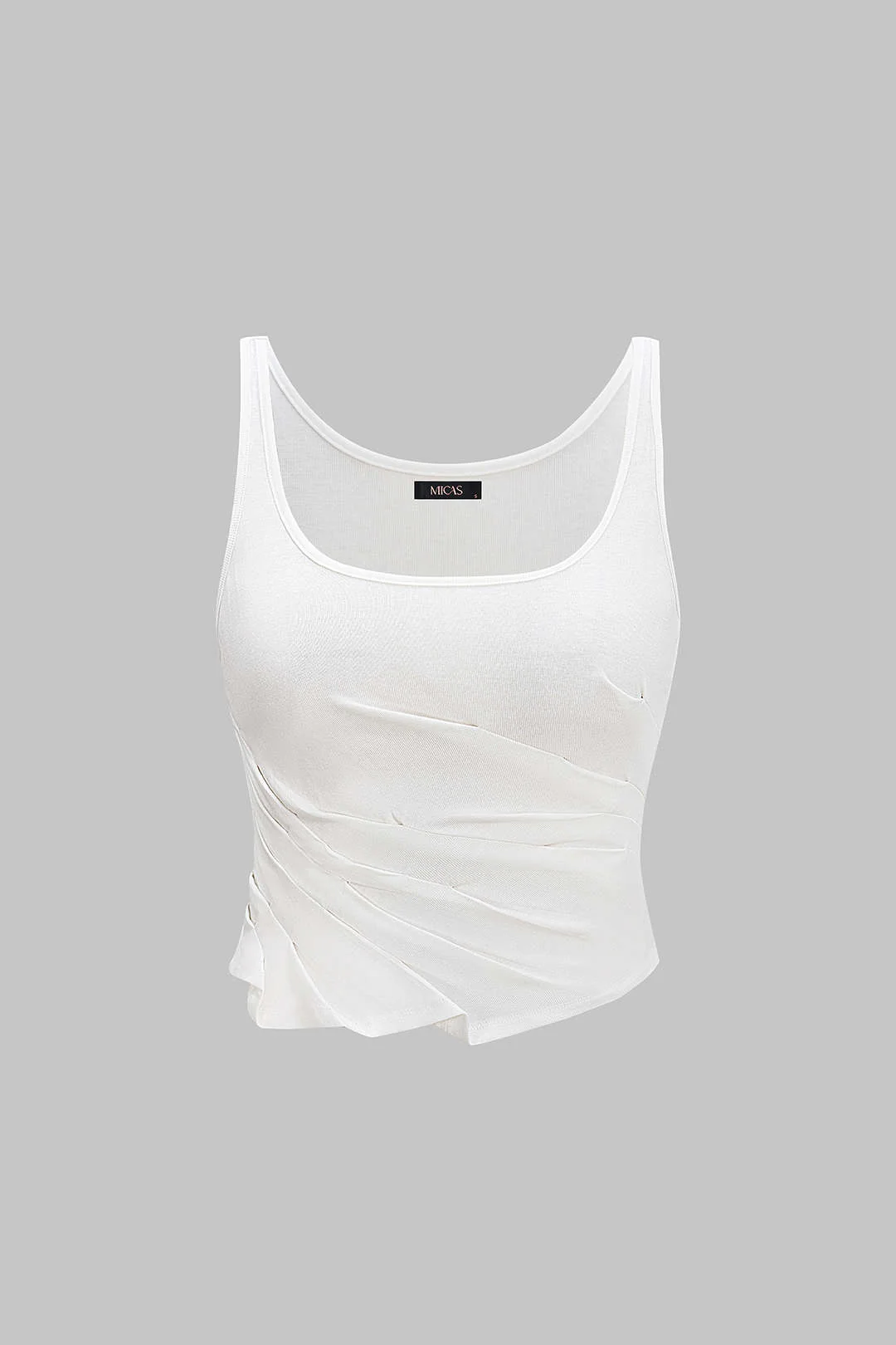 U-Neck Asymmetrical Ruched Tank Top