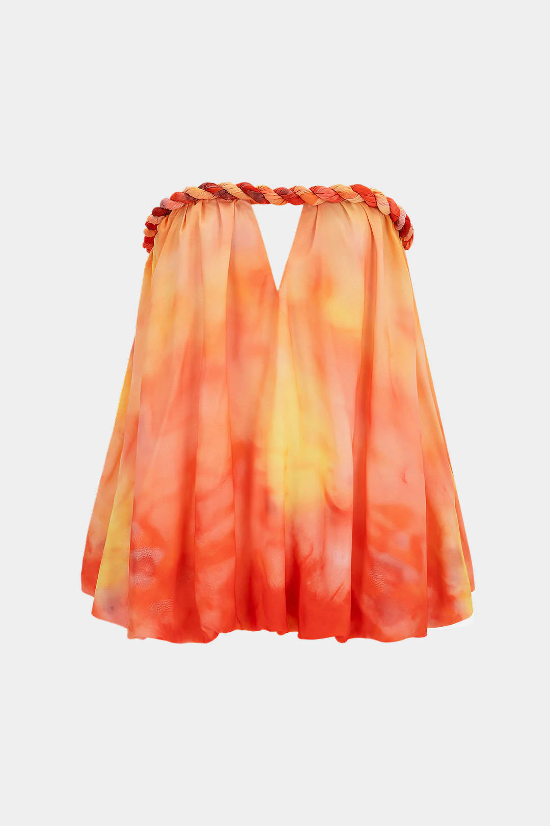 Tie Dye Print Chiffon Cut Out Twist Knot Tube Top