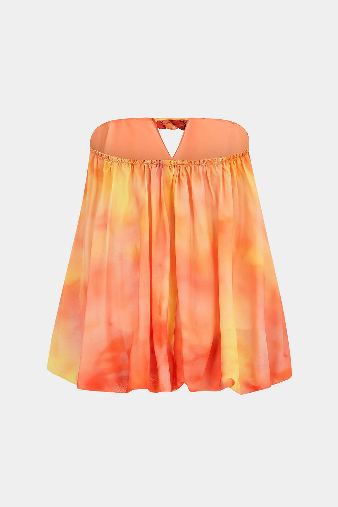 Tie Dye Print Chiffon Cut Out Twist Knot Tube Top - Image 2