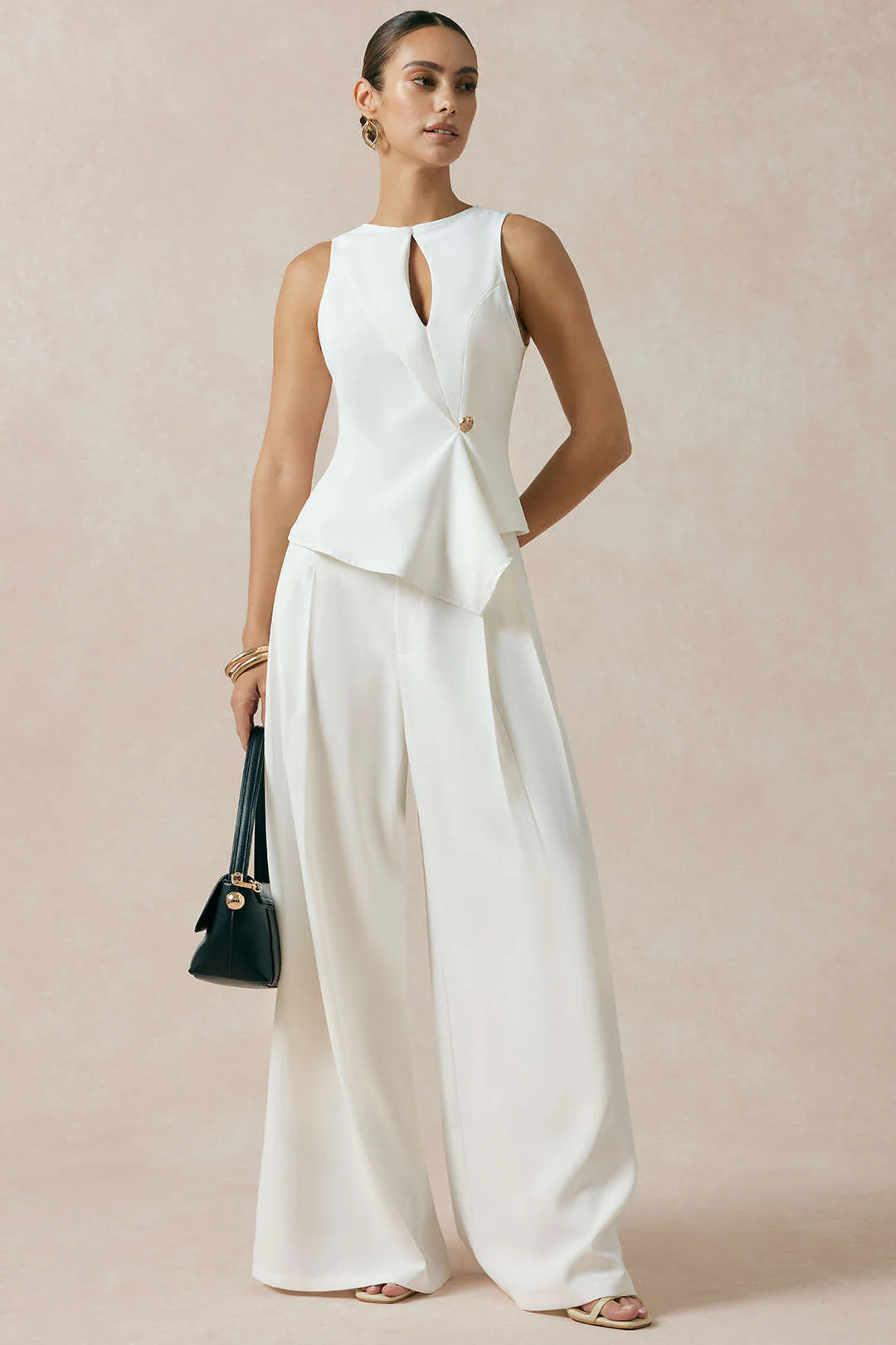 Cut Out Asymmetrical Button Tank Top - Image 6