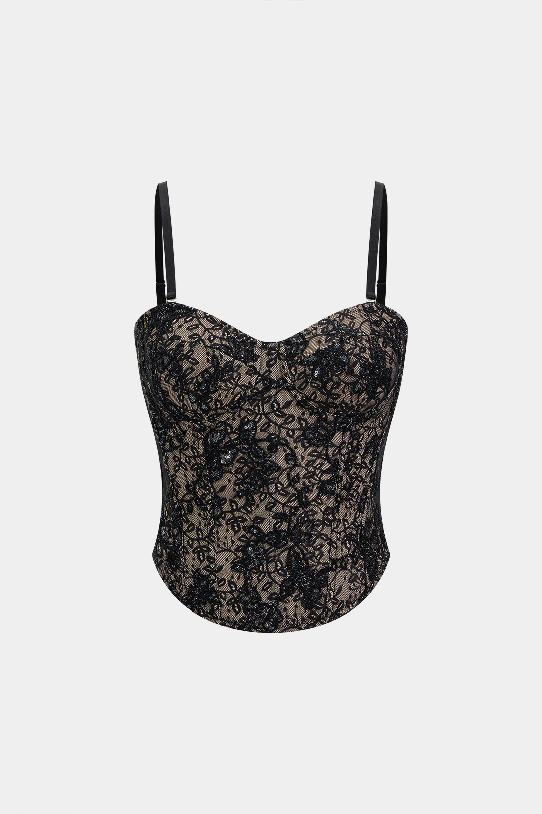 Lace Patchwork Sequin Embroidery Corset Cami Top