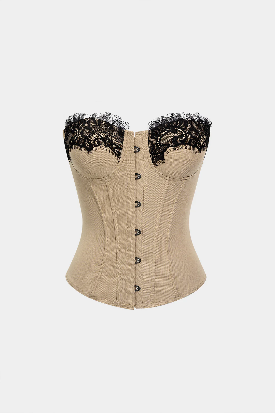 Lace Trim Patchwork Corset Tube Top
