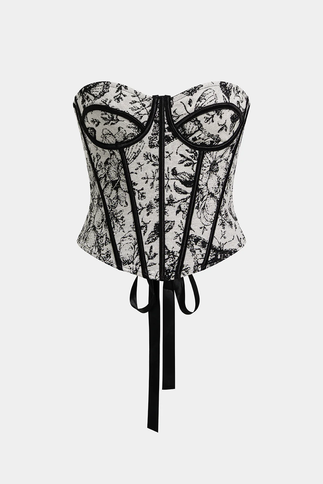 Jacquard Corset Tie-Up Tube Top