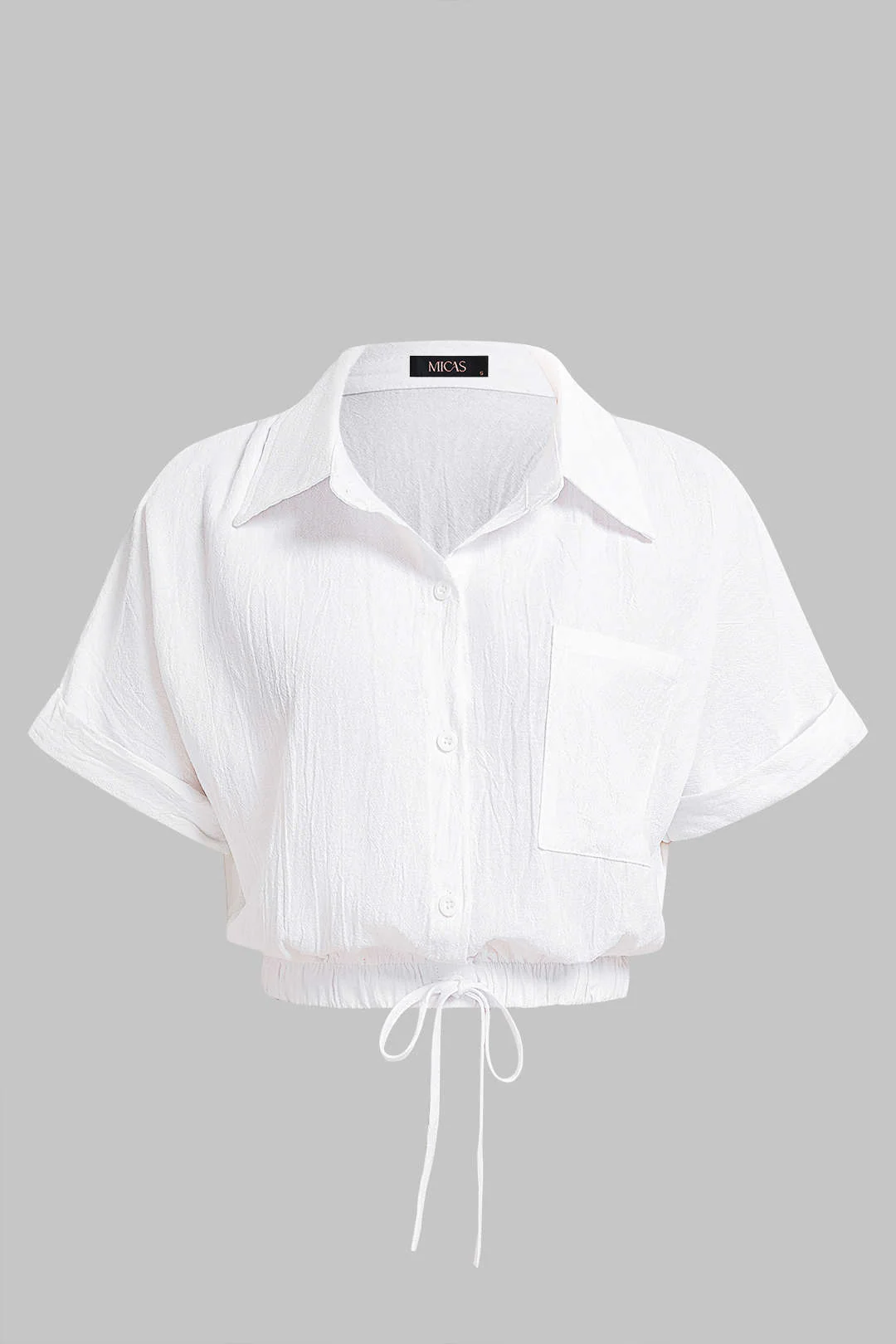 Lapel Drawstring Short-Sleeve Shirt