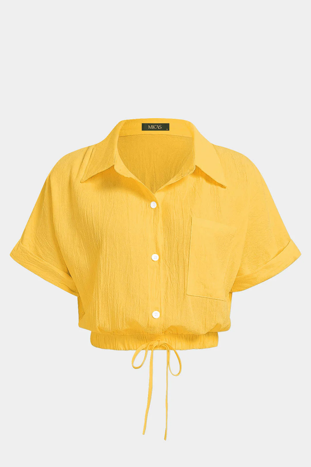 Lapel Drawstring Short-Sleeve Shirt - Image 10