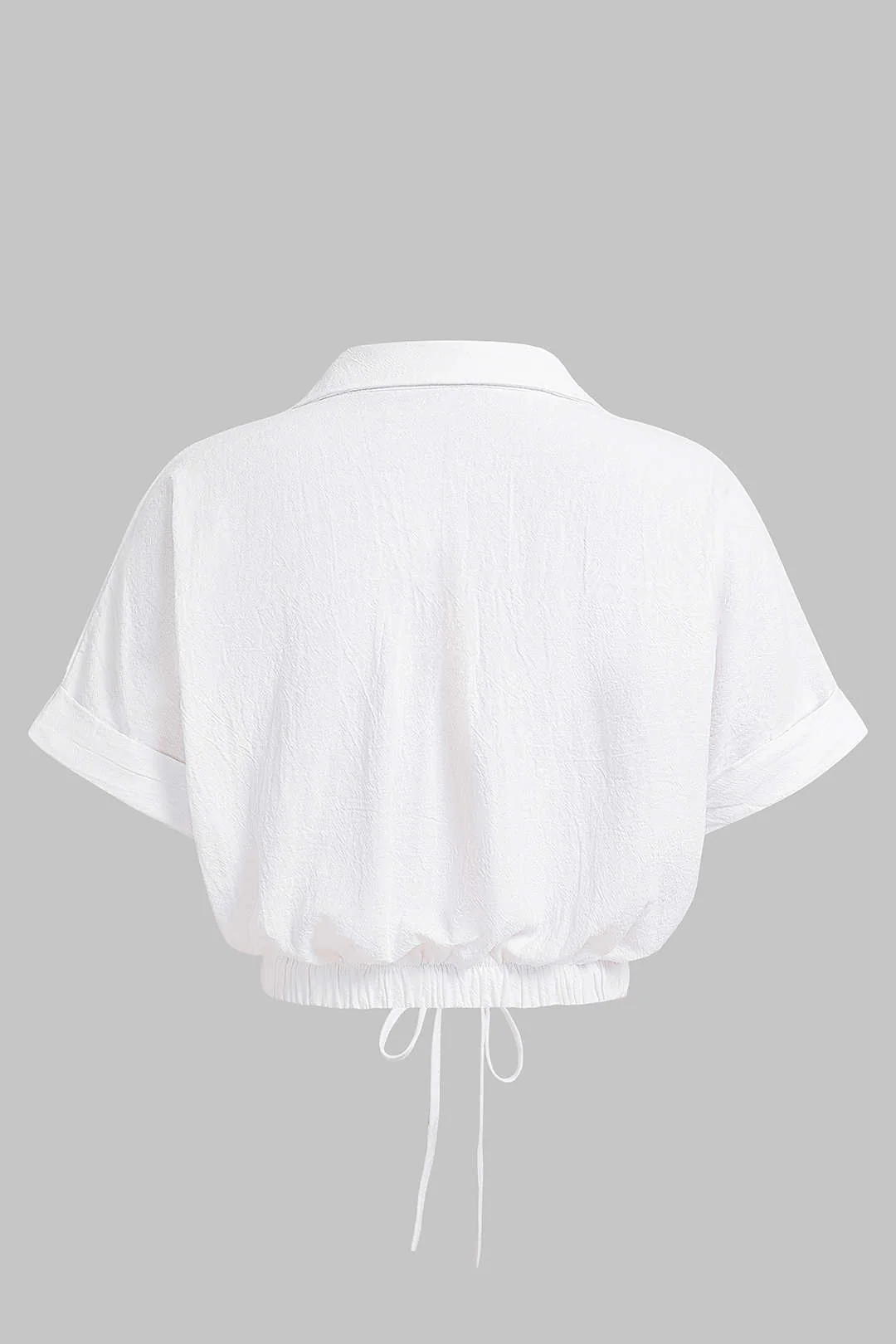 Lapel Drawstring Short-Sleeve Shirt - Image 2