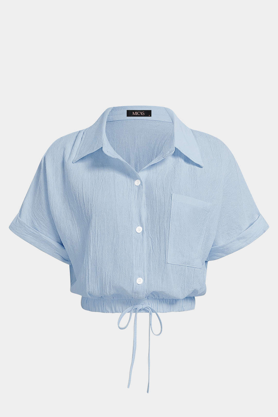 Lapel Drawstring Short-Sleeve Shirt - Image 6