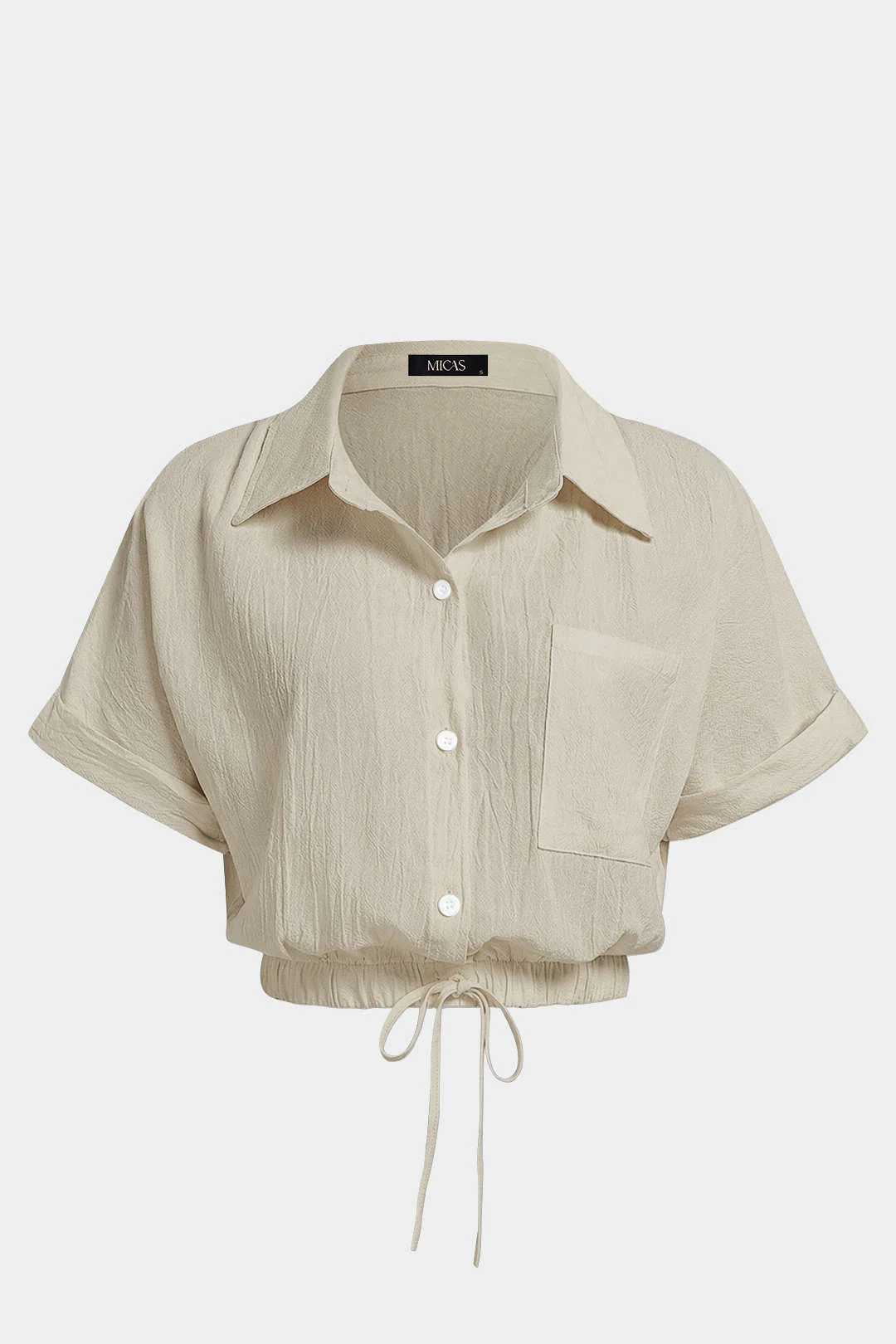 Lapel Drawstring Short-Sleeve Shirt - Image 7