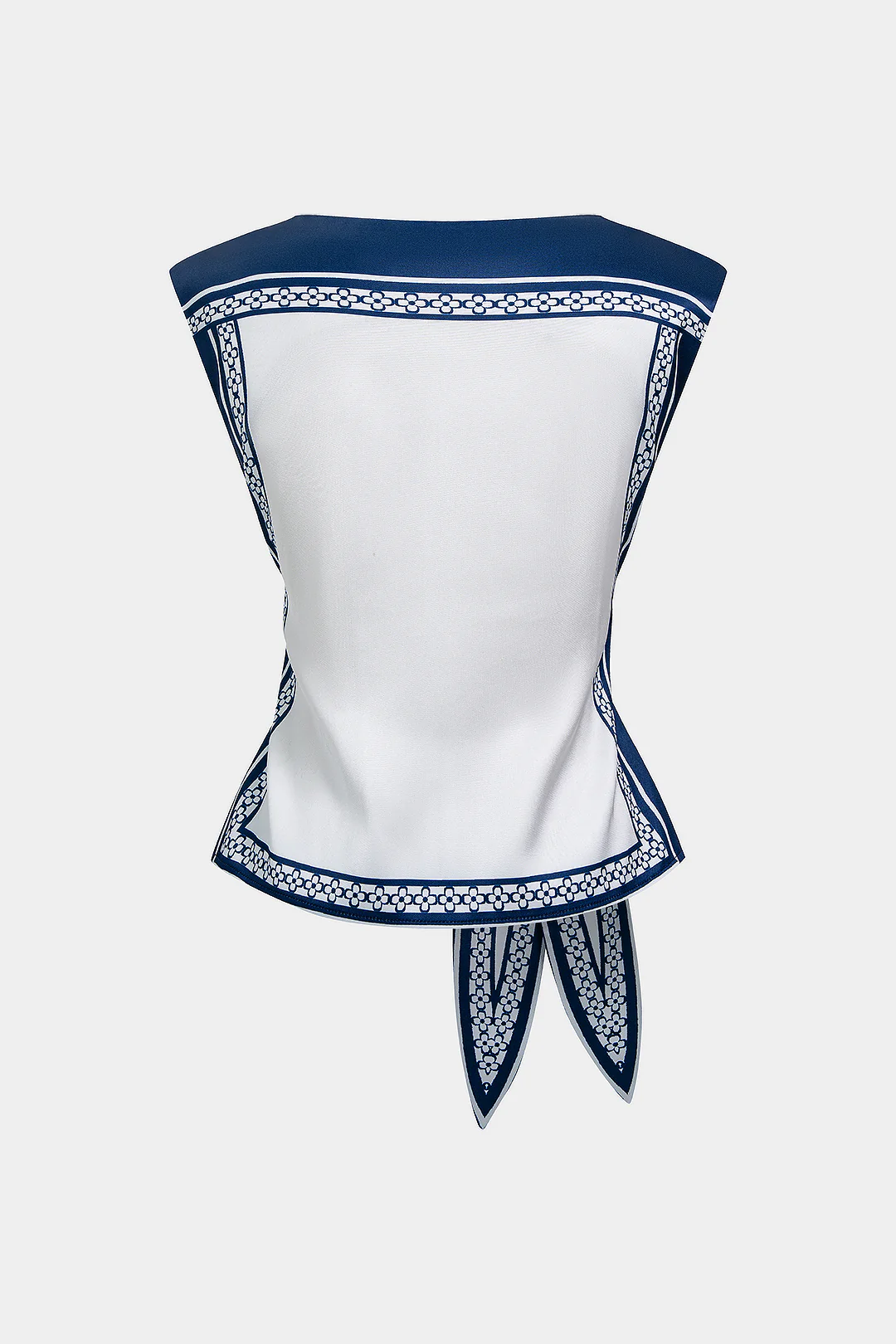 Stripes Print Satin Round Neck Tie-Up Shirt - Image 2