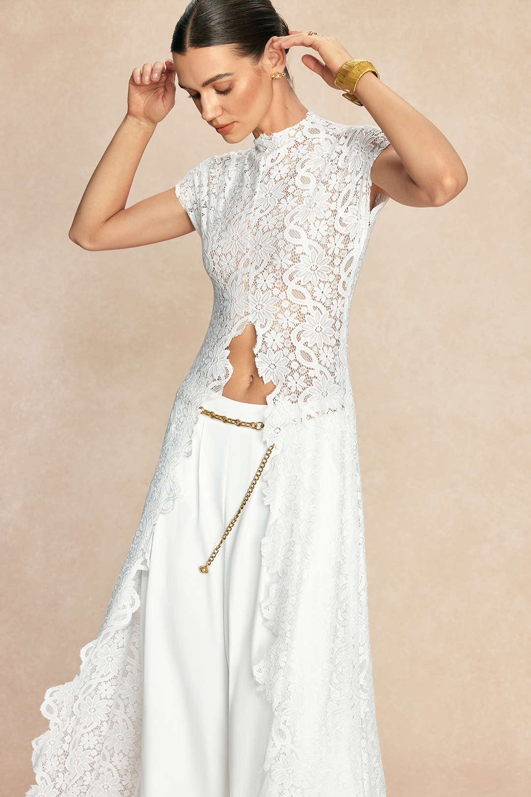 Lace Hollow Out Short-Sleeve Shirt - Image 6