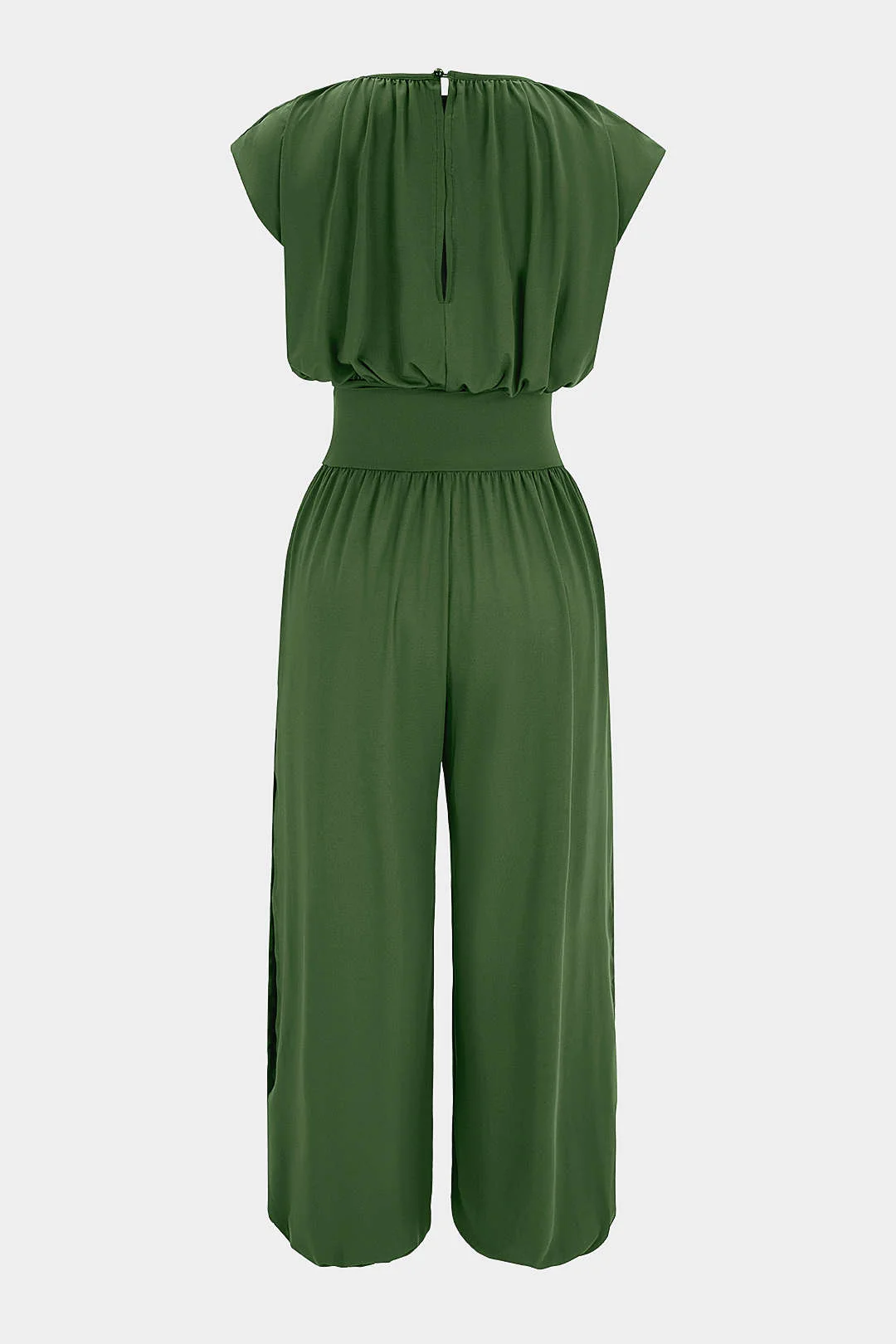 Solid Round Neck Sleeveless Jumpsuit - Image 3