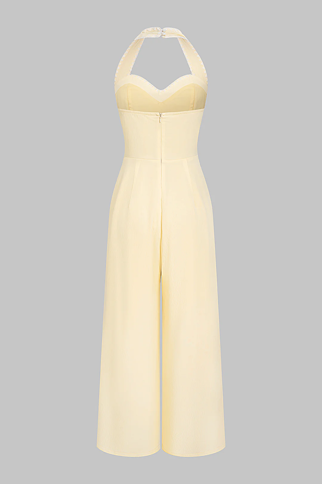 Contrast Stitching Detail Halter Neck Tie-Up Sleeveless Jumpsuit - Image 3