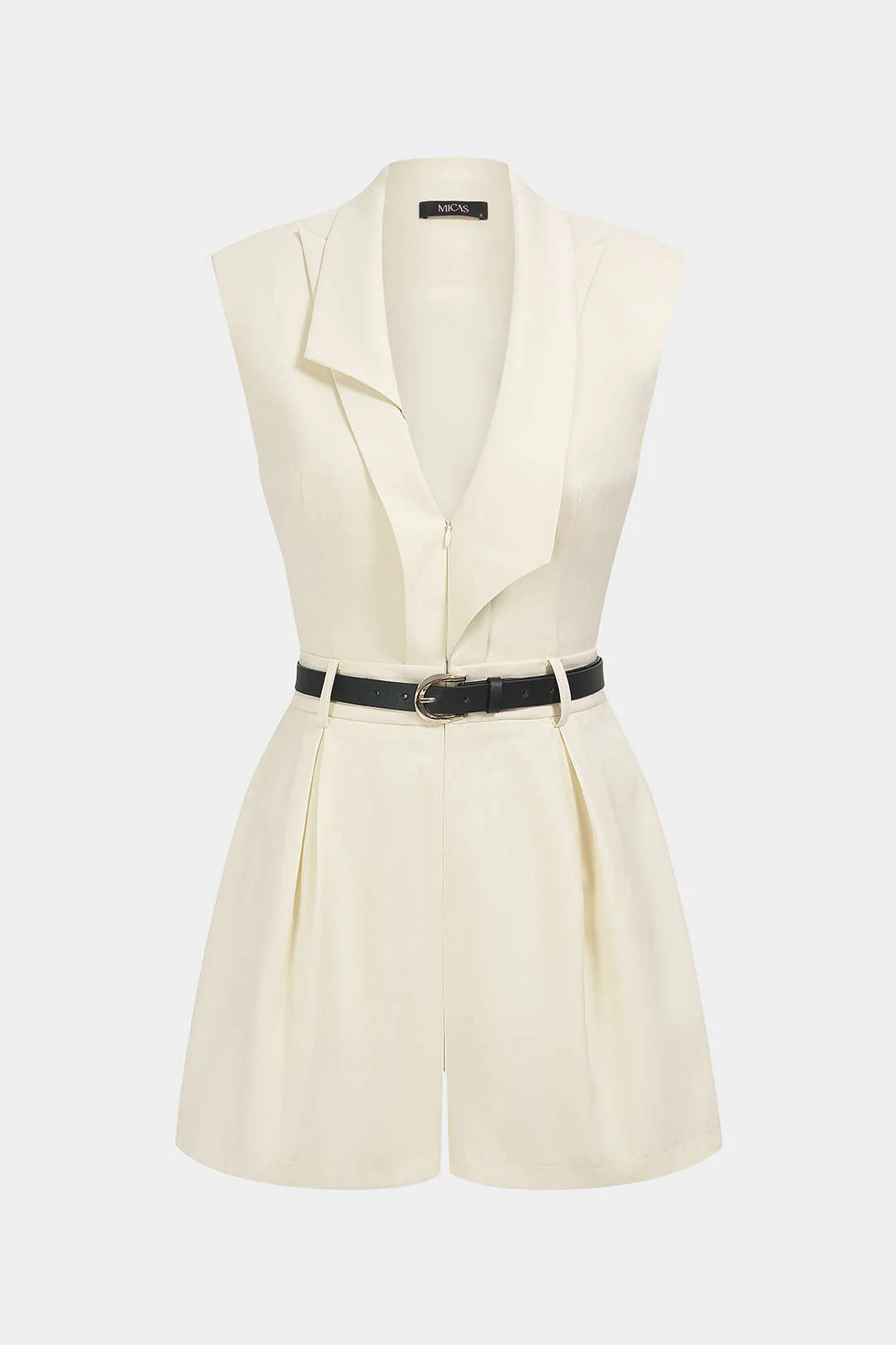 Belted Asymmetrical Sleeveless Romper - Image 3