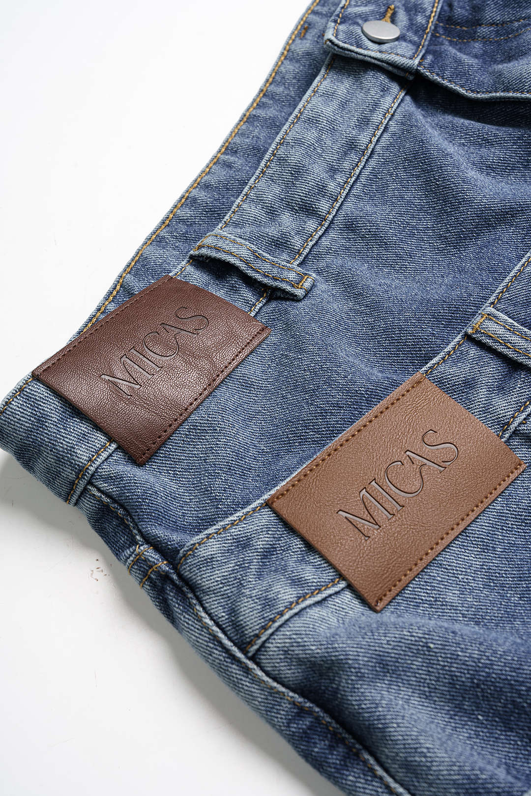 Plus Size Denim Asymmetrical Double Waistband Jeans - Image 4
