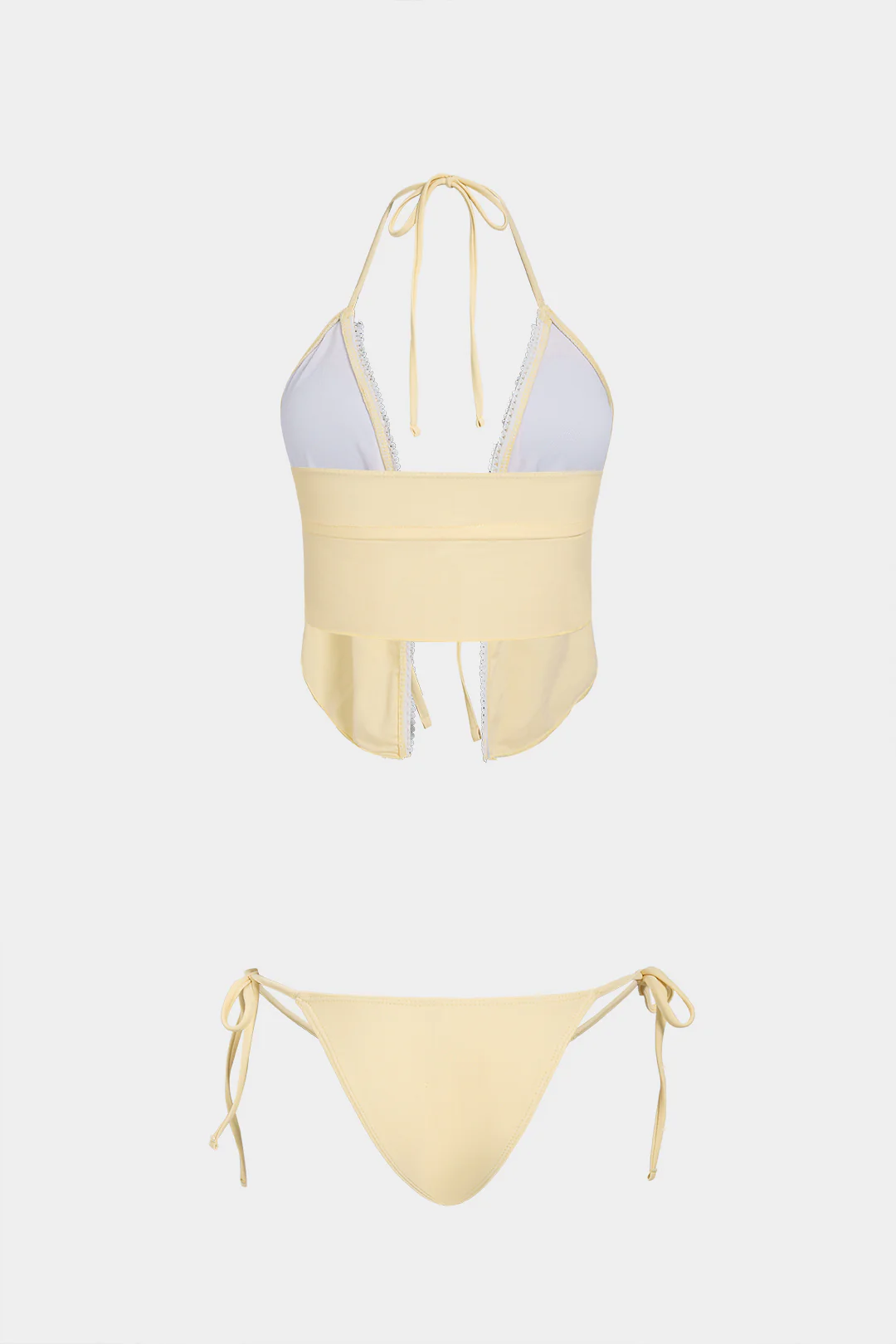 Lace Patchwork Tie-Up Bikini Set - Image 2